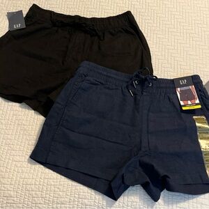 2 pair Women’s Gap Black & Blue Linen Shorts Sz Medium NWT